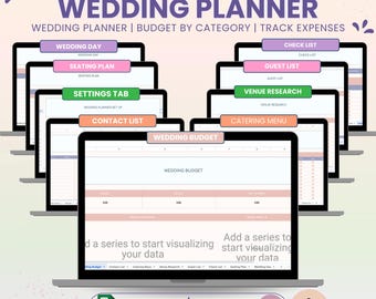 Wedding Planner Google Spreadsheet, Guest List Seating Chart, Digital Wedding Organizer Tracker, wedding budget planner, budget spreadsheet