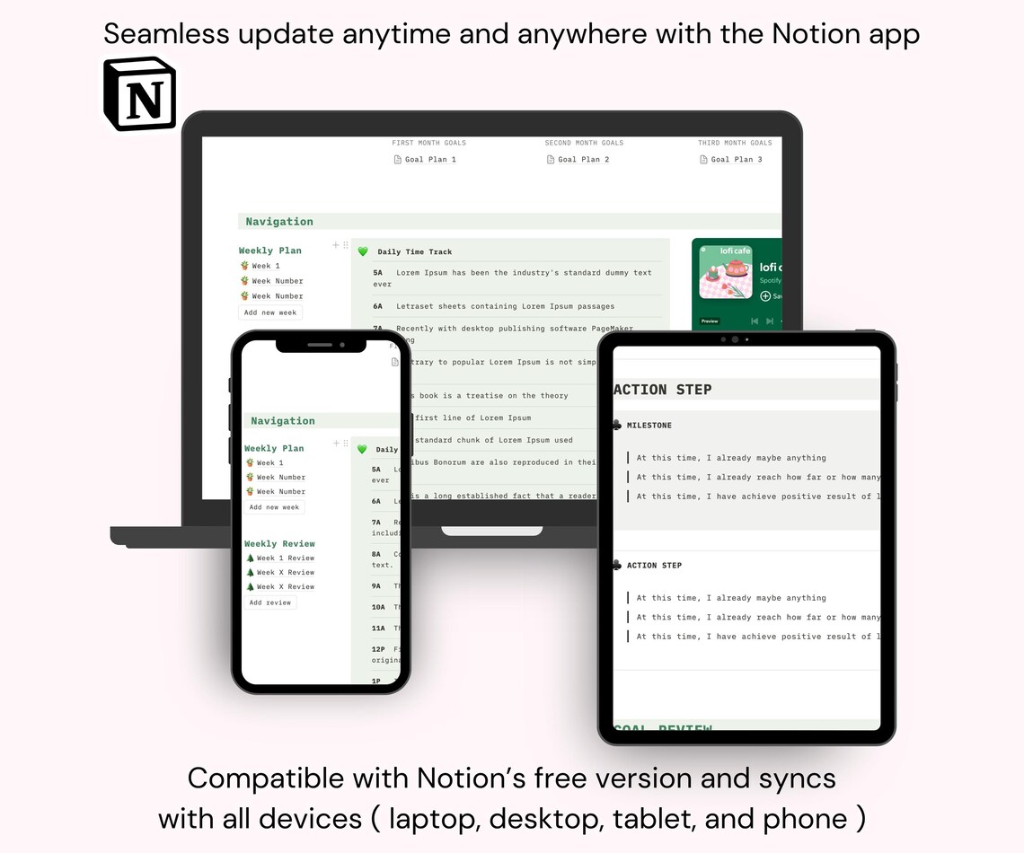 Notion 12 Week Year Planner Template, Digital Goal Setting Planner