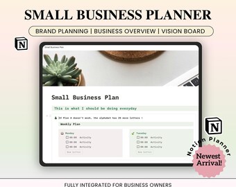 Notion Business Planner Template, Notion Business Plan, Marketing Branding Planner, Project Management, Digital Organizer for Business owner