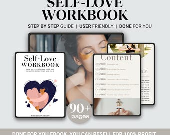 Self Love Workbook with Master Resell Rights, PLR Canva Template, Self Care and Wellness Bundle, Personal Growth Guide Instant Download