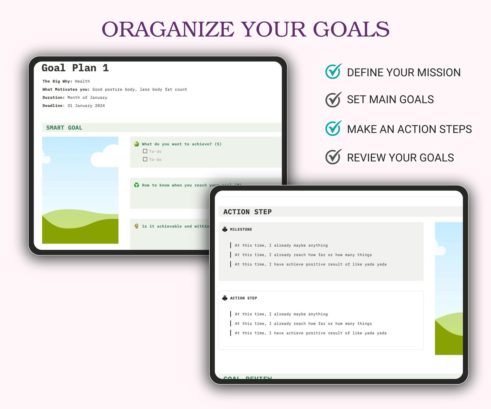 Notion 12 Week Year Planner Template, Digital Goal Setting Planner