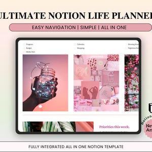 Ultimate Notion Life Planner, Notion Template, Ultimate Girl Planner, All in one Life Planner Notion Template, Aesthetic Notion Templates