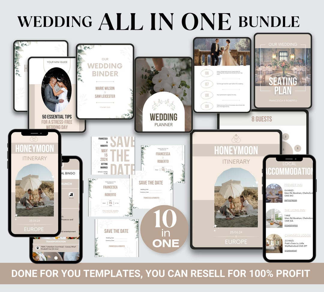 All in One Wedding Bundle With Master Resell Rights, Canva Templates ...