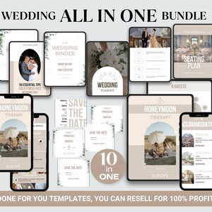 All In One Wedding Bundle With Master Resell Rights, Canva Templates For Wedding Planner, Itinerary, Invitations MRR & PLR Wedding Templates