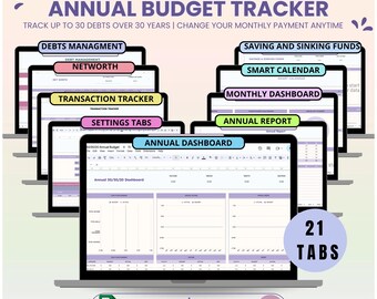 Annual Budget Tracker, Annual Budget Spreadsheet, Google Sheets Budget, Yearly Budget Tracker, Digital Budget Tracker, Instant Download