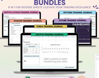 Trading Journal Bundle, Crypto & Stock Tracker Template, Google Sheets Trading Log for Investors, Crypto trading tracker, Stock trading log