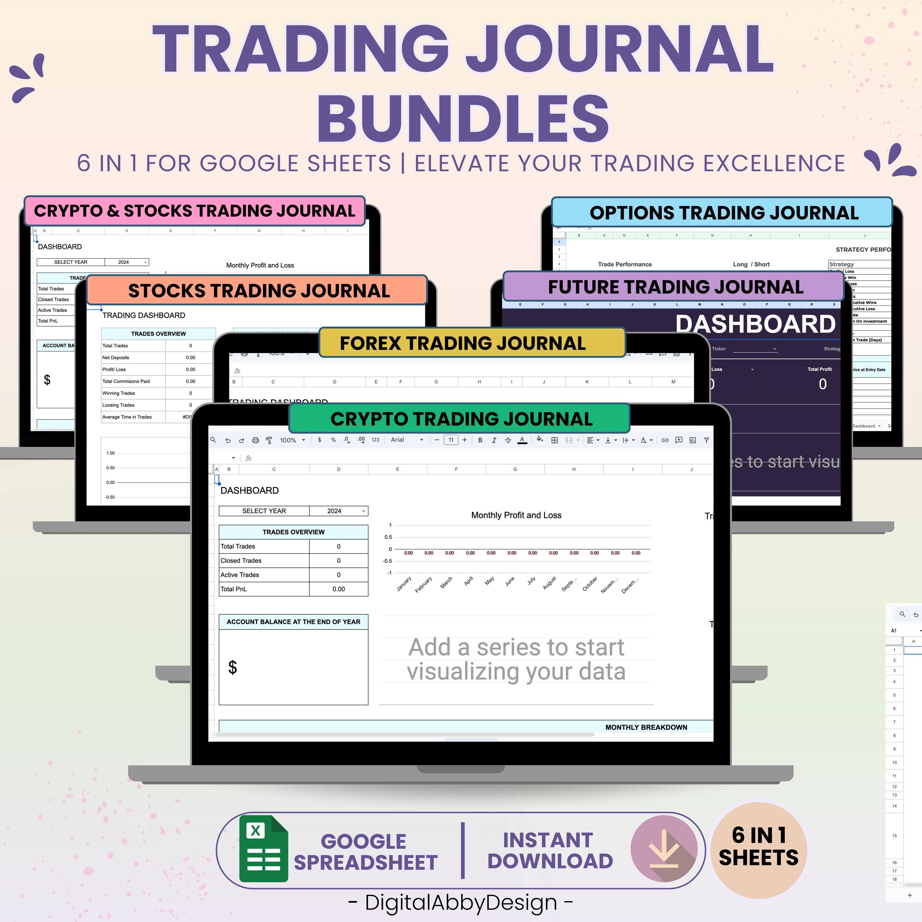 Trading Journal Bundle, Crypto & Stock Tracker Template, Google Sheets  Trading Log for Investors, Crypto Trading Tracker, Stock Trading Log - Etsy