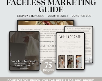 Faceless Digital Marketing Guide  with MRR/PLR, Done for you Faceless Marketing Strategies Course, Instant Download Passive Income Ebook
