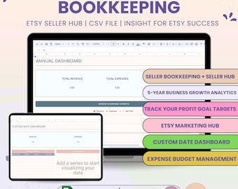 Etsy Seller Bookkeeping Spreadsheet, Etsy Income Expense Profit Tracker Google Sheets, Etsy Accounting Spreadsheet, Etsy Seller Hub Template