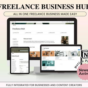 Freelance Business Management Notion Template, Project, Client Management, Freelancer Hub Notion Template, Notion CRM Client Tracker