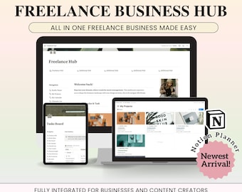 Freelance Business Management Notion Template, Project, Client Management, Freelancer Hub Notion Template, Notion CRM Client Tracker