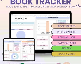 Google Sheets Book Tracker, Digital Reading Log Template, Book List Organizer, Reading Habit Tracker, Book Journal Spreadsheet, Book journal