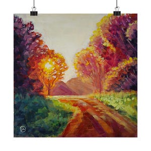 Evening Glow, Serene Landscape Art Print for a Cozy, Inviting Space