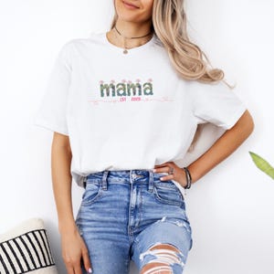 Camiseta con letras florales de MAMA, camiseta personalizada para mamá, camiseta para nueva mamá, camiseta para mamá, regalo para mamá, flor para mamá, regalo de cumpleaños para mamá, linda camiseta para mamá, MAMA