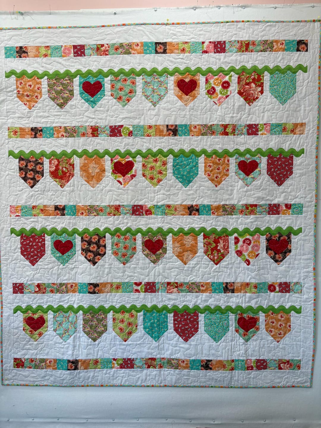 Mid-century Rick Rack Quilt: Handmade Cotton Throw Quilt - Etsy