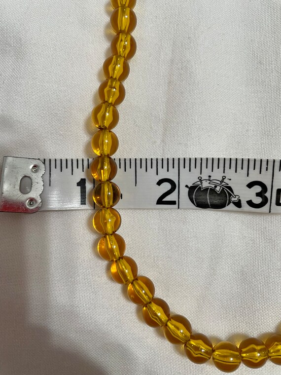 Yellow Lucite Necklace 8mm Beads NOS w/Hand Tag - image 6
