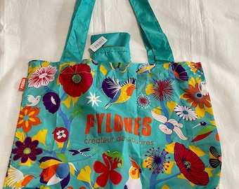 PYLONES Reusable Ginkgo Turquoise Shopping Bag Polyester NEW