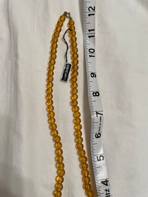 Yellow Lucite Necklace 8mm Beads NOS w/Hand Tag - image 5