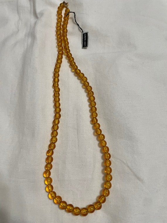 Yellow Lucite Necklace 8mm Beads NOS w/Hand Tag