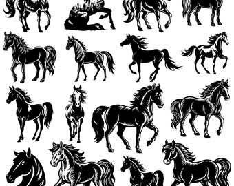 Pferd SVG Bundle, Pferd Clipart, Pferd Silhouette - digitaler Download svg, dxf, png, pdf, svg-Dateien für Cricut - Instant Download