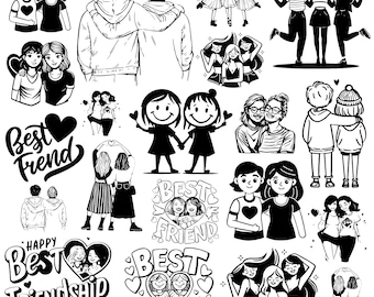 Best Friend Svg Bundle, Friend Svg Bundle, Friendship Svg, Friends Clipart, Friends Cut Files For Circurt, Bestie Svg, Bestie Friend Svg,Png
