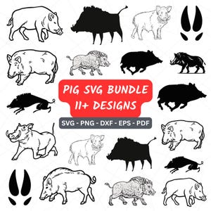 Pig SVG Bundle, Pig Clipart, Pig PNG Bundle, Pig SVG Cut Files for Cricut, Pig Face Svg, Pig Silhouette, Cute Pig Svg, Farm Animal Svg