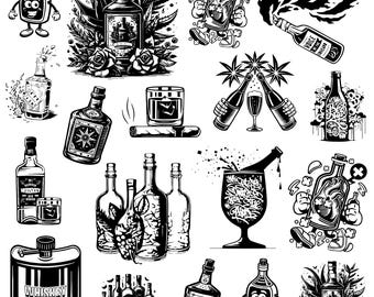 Alcohol Svg Bundle, Wine PNG, Vodka Svg Bundle, Wine Svg, Beer Svg, Alcohol bottle Svg, Printable Vector, Whiskey Svg, Drinking Svg, PNG.
