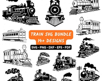 Pacchetto SVG di treni, SVG di motori a vapore, Pacchetto PNG di treni, Clipart di treni, File di taglio SVG di treni per Cricut, SVG di locomotive, SVG di treni Choo Choo