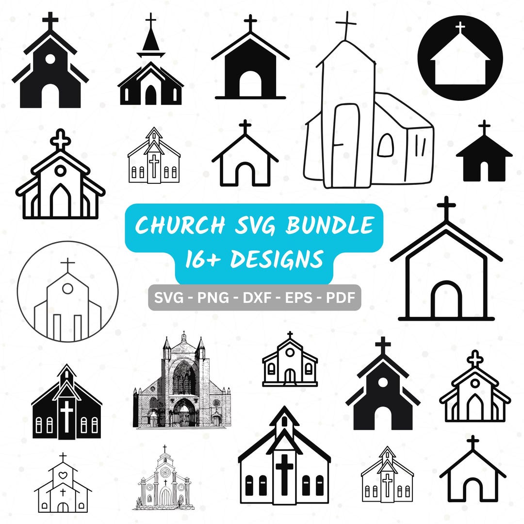 Church SVG Bundle | 16+ Church Clipart | Christian SVG | Faith Cross ...