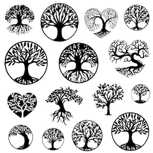 Tree of Life svg Bundle, Tree Clipart, Spiritual Home Decor Vector, Family Tree Decal, Tree of Life Cut Files, Tree of Life Silhouette, PNG