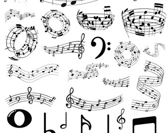 Musiknoter svg-paket, musik clipart, musiknoter vektor, musiknoter dekal, musiknoter klippfiler, musiknoter siluett.