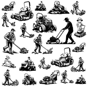 Gräsklippare svg-paket, gräsklippare clipart, gräsklippare vektor, gräsklippare dekal, gräsklippare klippfiler, gräsklippare siluett.