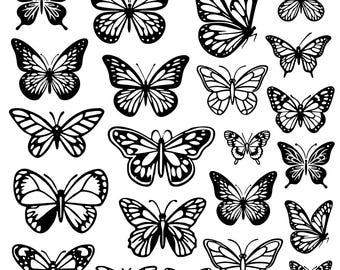 Paquete Svg de mariposa, clipart de mariposa, vector de mariposa, calcomanía de mariposa, archivos de corte de mariposa, silueta de mariposa.