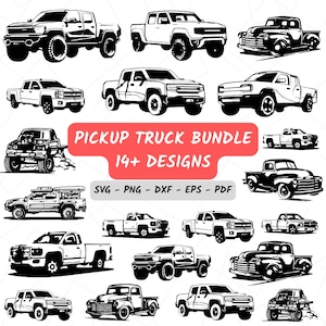 Pickup Truck SVG Bundle, Classic Truck Clipart, Off Road Truck Silhouette, Vintage Truck PNG, Tow Truck EPS, Truck Vector Cut Files