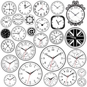 Paquete de svg de esfera de reloj, clipart de reloj, vector de números de reloj, calcomanía de reloj con números romanos, archivos de corte de esfera de reloj, silueta de esfera de reloj.