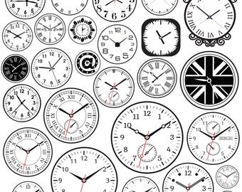 Bundle di quadranti di orologio in formato svg, clipart di orologi, vettori di numeri di orologi, decalcomanie di orologi con numeri romani, file di taglio di quadranti di orologio, silhouette di quadranti di orologio.