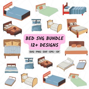 Bed Svg, Furniture Clipart, SVG Files for Cricut, Bedroom Clipart, Bed Cut File, Sleep SVG, Sleepy svg, Home Wall Art, Bedroom Svg, PNG