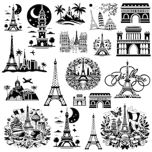 Paris France bundle, Vintage Paris bundle, Paris lover, Eiffel tower clipart, svg png eps dxf, vintage stamp eiffel tower, Paris svg cricut