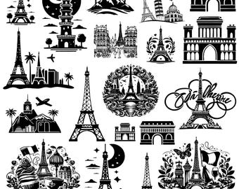 Pacchetto Parigi Francia, Pacchetto Parigi Vintage, Amante di Parigi, Torre Eiffel clipart, svg png eps dxf, timbro vintage torre Eiffel, Parigi svg cricut