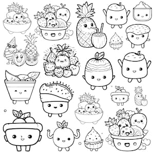 Kawaii Fruit Svg Bundle, Kawaii Fruit Clipart Bundle , Tropical Fruit Svg, happy Fruit Svg, Fruit Svg, fruits clipart, Fruits silhouette