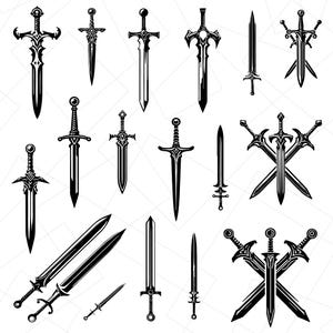 Sword Svg Bundle, Medieval Sword svg, Samurai Sword svg, Sword Illustration, Fantasy Sword svg, Sword Decal, Viking Sword svg, Sword Icon