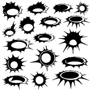 Bullet Hole SVG Bundle, Bullet Hole PNG Bundle, Bullet Hole Clipart, Bullet Hole SVG Cut Files For Cricut, Bullet Hole Silhouette.