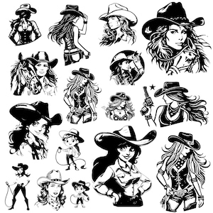 Cowgirl SVG Bundle, Cowgirl Boots Svg, Cowgirl Hat Svg, Let&#39;s Go Girls Svg, Disco Cowgirl Svg, Cow Skull Svg, Western Svg, Horshshoe Svg