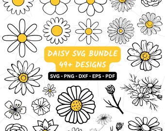 Daisy SVG Bundle, Daisy Flower SVG, Flower Clipart, Simple Daisy Svg, Retro Flower Svg, Spring and Summer Cut Files, Floral Svg for Cricut
