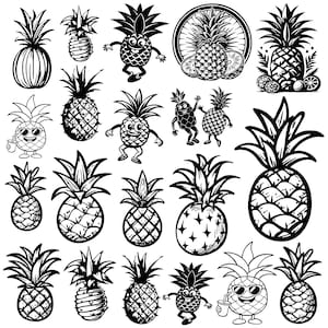 Pineapple SVG Bundle, Pineapple PNG Bundle, Pineapple Clipart, Pineapple SVG Cut Files for Cricut, Fruit Svg, Pineapple Silhouette.