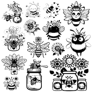 Bee Svg Png Bundle, Bee Png Bundle, Bee Cut Files, Honeycomb Svg, Svg Files For Cricut, Bee Clipart, Honey Bee Svg, Honey Svg, Queen Bee Svg