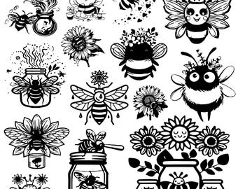 Bee Svg Png Bundle, Bee Png Bundle, Bee Cut Files, Honeycomb Svg, Svg Files For Cricut, Bee Clipart, Honey Bee Svg, Honey Svg, Queen Bee Svg