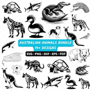 Australian Animals SVG Bundle, Australian wildlife, Australian Fauna, Digital download, Animal Clipart, Instant Downliad, PNG