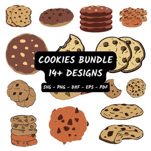 Chocolate Chip Cookie svg Bundle, Cookie Clipart, Chocolate Cookie Vector, Cookie Decal, Cookies Cut Files, Chocolate Cookie Silhouette