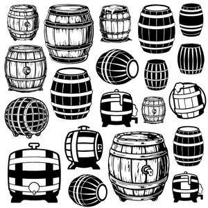 Barrel svg Bundle, Barrel Clipart, Wood Barrel Vector, Barrel Decal, Barrel Cut Files, Wooden Barrel Silhouette, Instant Download.